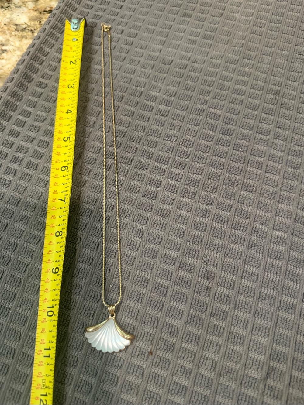 Avon Gold-Tone Necklace with White Shell Fan Pendant